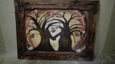 Ručne maľovaný obraz + drevený rám výroba opalovaním