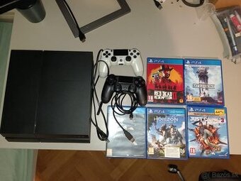 PS 4 SONY konzola, 2 originál ovládače 861 gb uložisko + hry