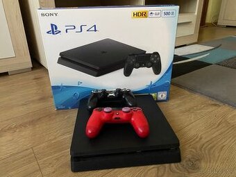 Playstation 4 slim 500 gb + 2 ovládače