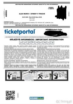 Listok na koncert Alana Murína