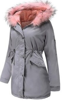 Šedá vetrovka s ružovou kožušinkou - 1
