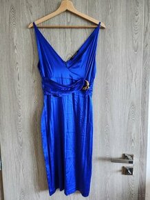 Roberto Cavalli - spoločenké hodvábne  šaty, kráľovská modrá