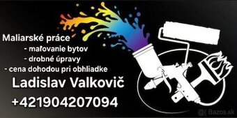 Ponúkám maľovanie bytov, kancelárií, izieb, miestností.