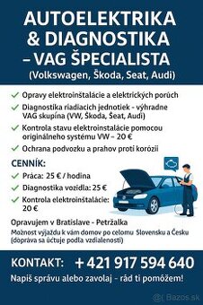 🔧 AUTOELEKTRIKA & DIAGNOSTIKA – VAG ŠPECIALISTA 🔧 (Volkswa