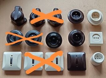 Staré elektro, vypínače, zásuvky