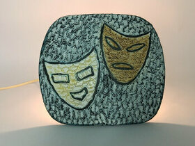 Umelecké keramické svietidlo Divadelné masky