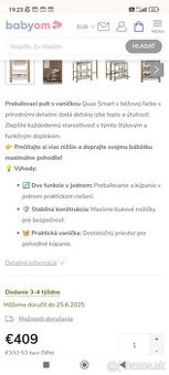 Prebaľovacia pult s vanickou