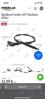 Predám spojkové lanko na atv bashan 250cc