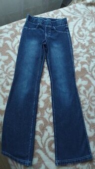 Šmrncovné džersejové nohavice s džínsovým vzhľadom