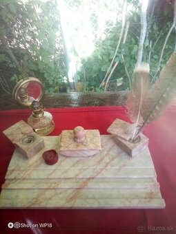 Starozitny kamenny mramorovy Kalamàr Lampa a Pečatidlo