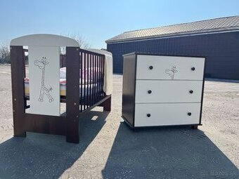 Detska postielka s matracom + komoda