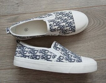 Bielo/sive slip on tenisky
