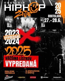 Predam 4x VIP listky - HipHop ZIJE 2025