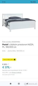 Posteľ manželská s úložným priestorom