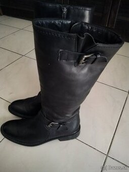 Cizmy kozene, vyteplene , cierne,ZNIZENA CENA