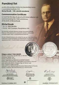 2019/10€ - Michal Bosák - 150. výročie narodenia - PL