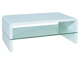 Konferečný stolík s praktickou odkladacou policou zo skla