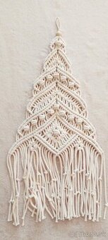 macrame vianočný stromček krémovo-zlatý