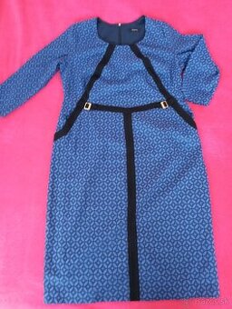 Spoločenské modro čierne šaty dlhý rukáv xxl