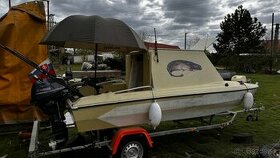 Čln katamarán s kajutou + nový motor + sonar ZNÍŽENÁ CENA