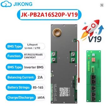 JK-PB2A16S15P BMS 150A + 2A BALACER 24V-48V V19 - 1