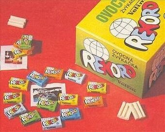 Obrázky rekordov zo žuvačiek Velim Rekord