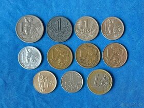 Kompletná zbierka 1 korunových mincí Česko - Slovensko - 1