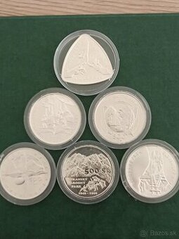 strieborné 500 SK - 6x (3. TISICROCIE,TANAP, MALA FATRA,...)