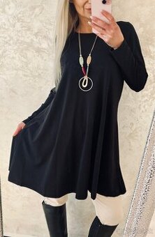 Damske A-čkove šaty s nahrdelnikom black