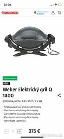 Weber elektricky gril Novy