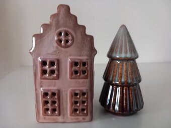 Sada 2ks - keramický led domček a stromček