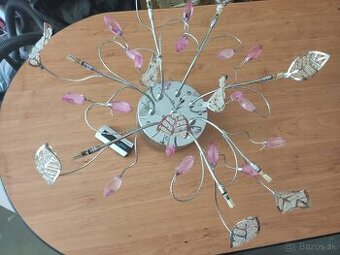 Stropné svietidlo - Luster - číre a farebné kvety na DO