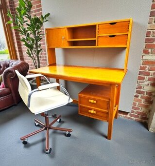 Retro pracovný stôl s odnímateľnou zásuvkovou nadstavbou