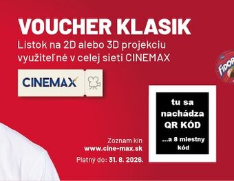 2ks lístky do kina Cinemax aj s občerstvením