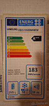 Predám chladničku Samsung RB37J500MWW, A+++