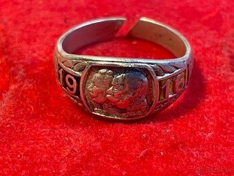 starozitny strieborný patriot prsteň Franc Jozef