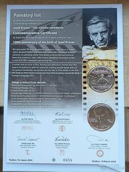 Pamätný list Jozef Kroner