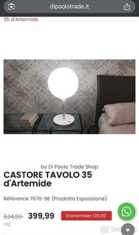 Dizajnová stolná lampa Artemide Castore Ø 42 cm – originál,