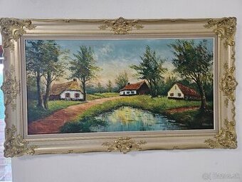 Obraz Cottages by the pond