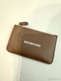 Balenciaga kožená peňaženka svetlo béžová farba