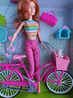 Bábika s bicyklom, typu Barbie