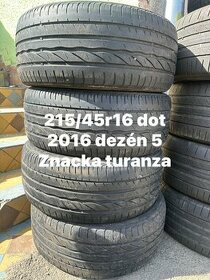 Predám letné pneu 215/45/R16