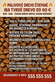 Štiepane palivove drevo Nadlice