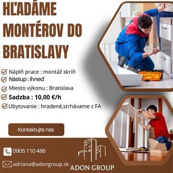 Ponuka práce pre montážnikov na živnosť v Bratislave