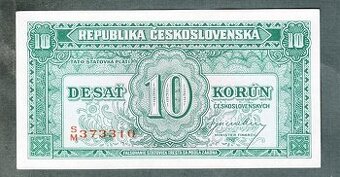 Staré bankovky 10 kčs 1945 bezvadný stav