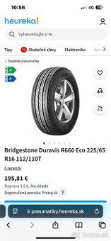 Bridgestone Duravis R660 Eco 225/65 R16C - dodavkove letne