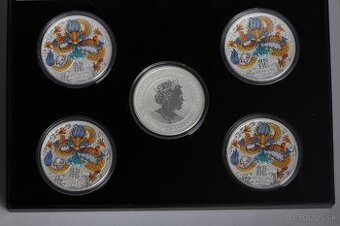 5x 1OZ ag rok draka coloured 2024 v etui