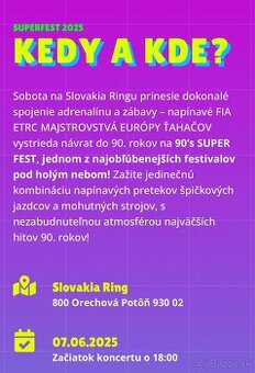 4x Super Fest 90’ vip gold listok na predaj za super cenu