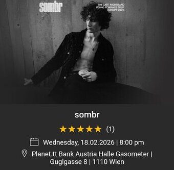 Kupim 2 listky na Sombr do Viedne