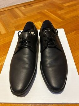 NOVÉ Pánske čierne kožené poltopánky, veľ. 41.5 - 42 (27,5